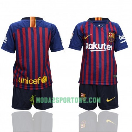 Koszulka FC Barcelona Dziecięcy Domowe Stroje Piłkarskie 2018/19 Krótki Rękaw